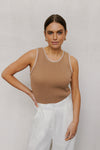 Ullie Top - Taupe/White