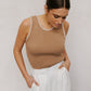 Ullie Top - Taupe/White