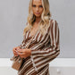 Queenie Dress - Beige/Brown Stripe