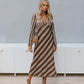 Queenie Dress - Beige/Brown Stripe