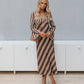 Queenie Dress - Beige/Brown Stripe