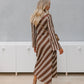 Queenie Dress - Beige/Brown Stripe