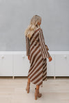 Queenie Dress - Beige/Brown Stripe