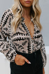 PRE ORDER MAY - Quimalli Top - Cream/Black Geometric