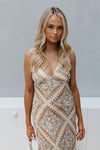 Quista Dress - Cream/Tan Geometric
