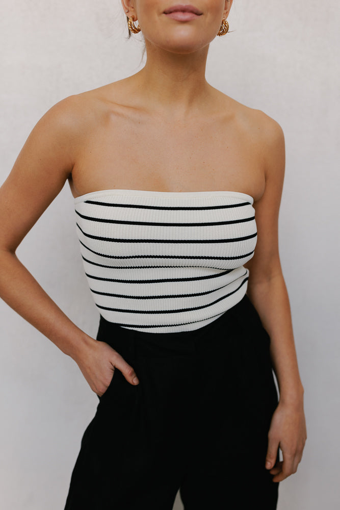 Raena Top - Ivory/Black Stripe