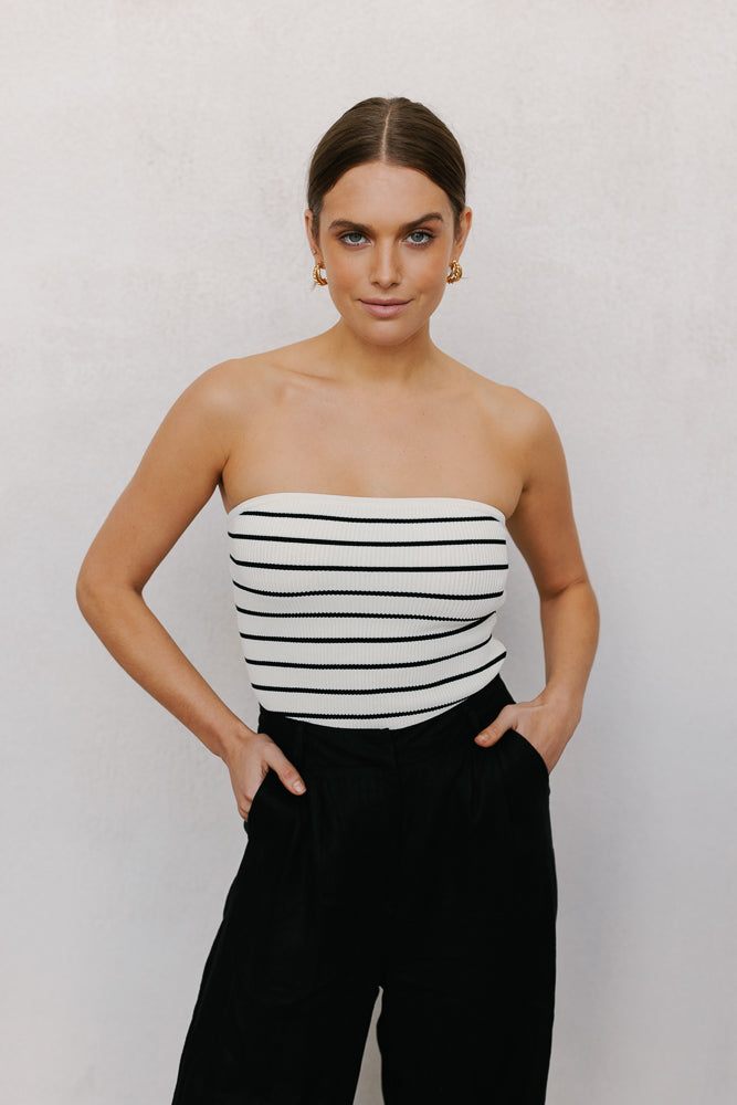 Raena Top - Ivory/Black Stripe