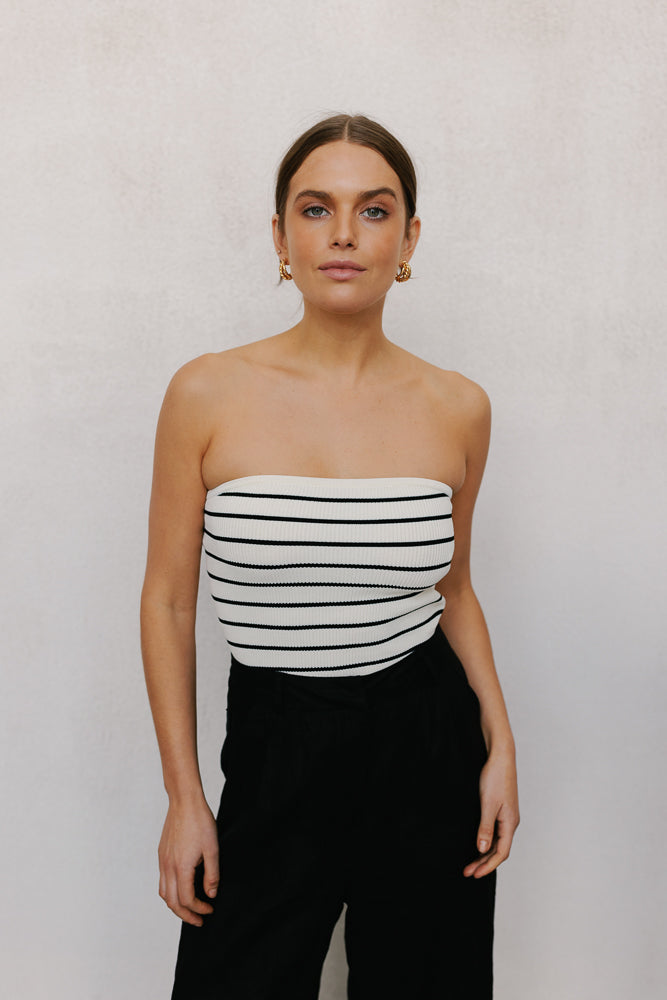 Raena Top - Ivory/Black Stripe