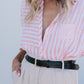 Amelia Shirt - Coral Stripe