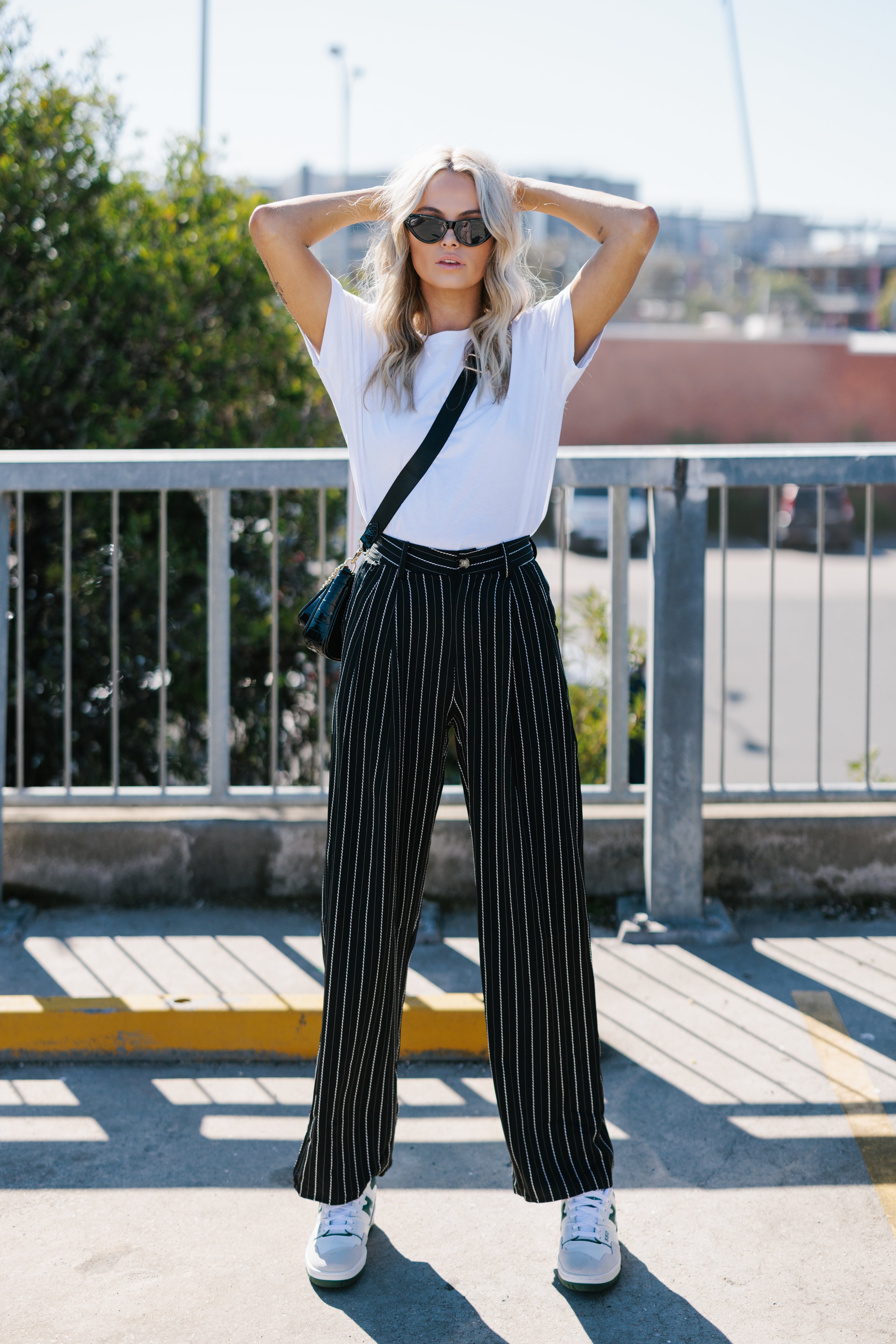 Black and white outlet flowy pants