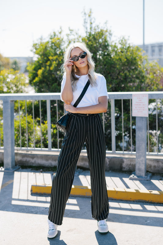 Planca Pant - Black/White Stripe