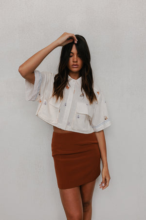 Esimio Cropped Shirt Seashell Print