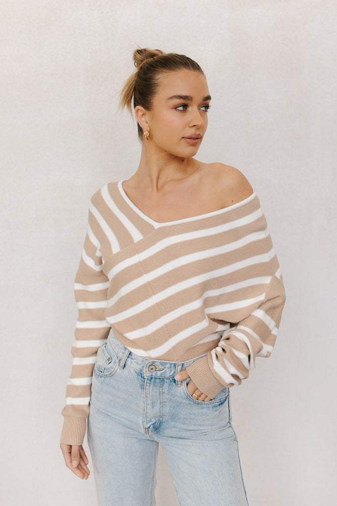 Siennah Knit Beige Stripe