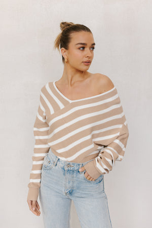 Siennah Jumper - Beige/White Stripe