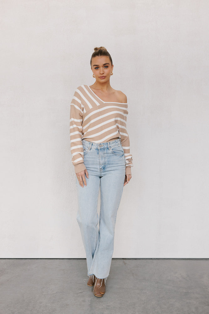 Siennah Knit Beige Stripe