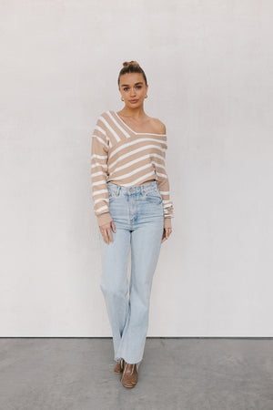 Siennah Jumper - Beige/White Stripe