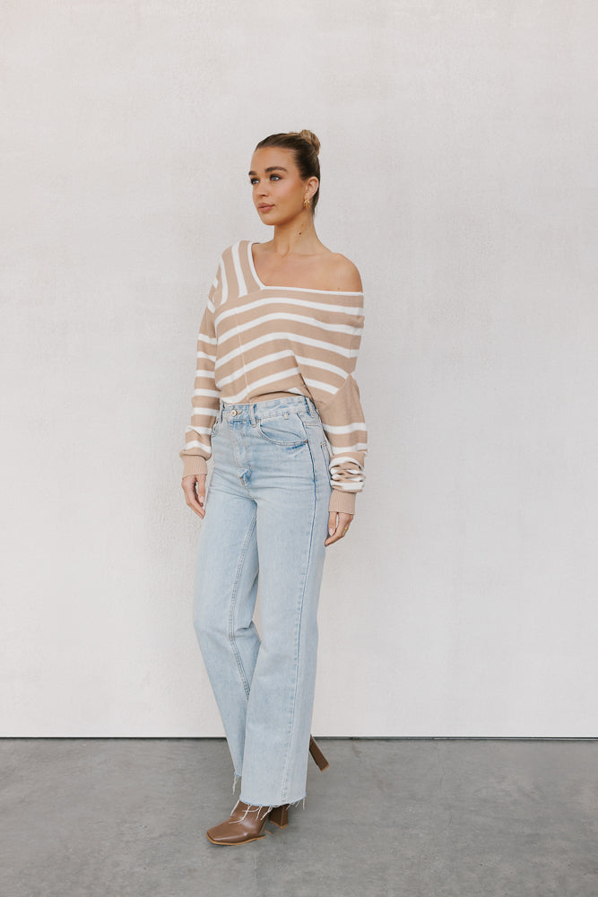 Siennah Jumper - Beige/White Stripe