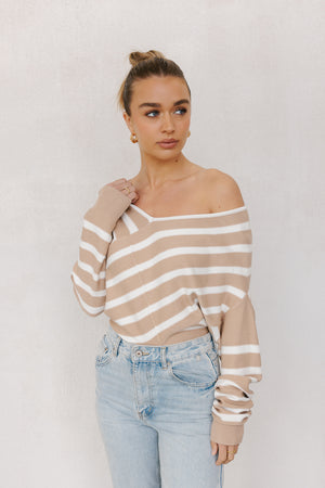 Siennah Jumper - Beige/White Stripe