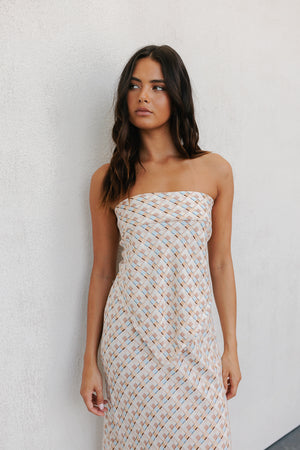 Tulsi Skirt - Beige/Sky Check