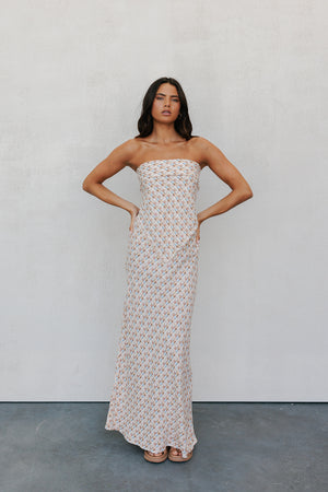 Tulsi Skirt - Beige/Sky Check