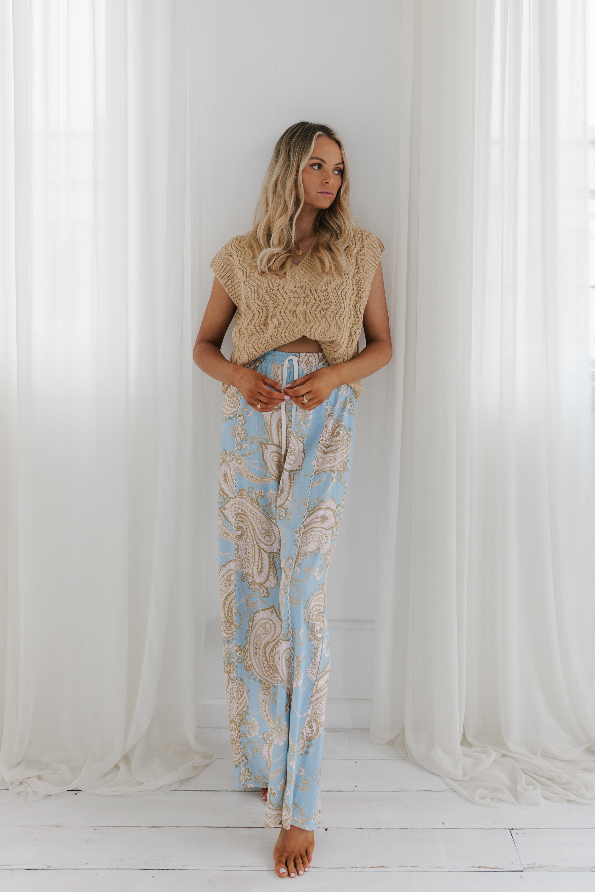 Citta Pants Sky Blue Paisley Print