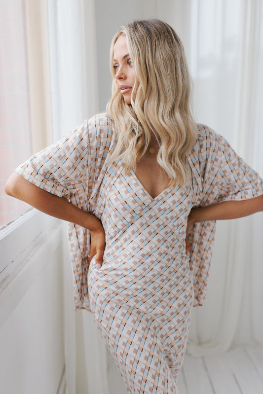 Giro Dress - Beige/Sky Check