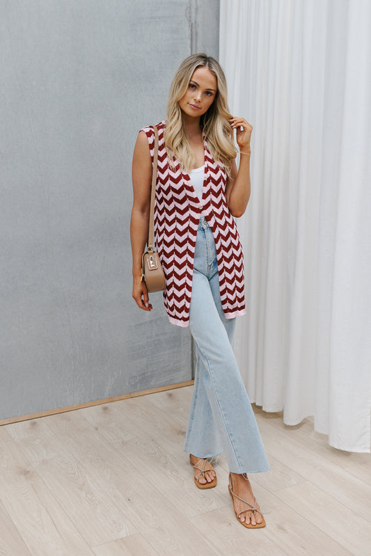 Tallulah Top - Plum/Pink Chevron