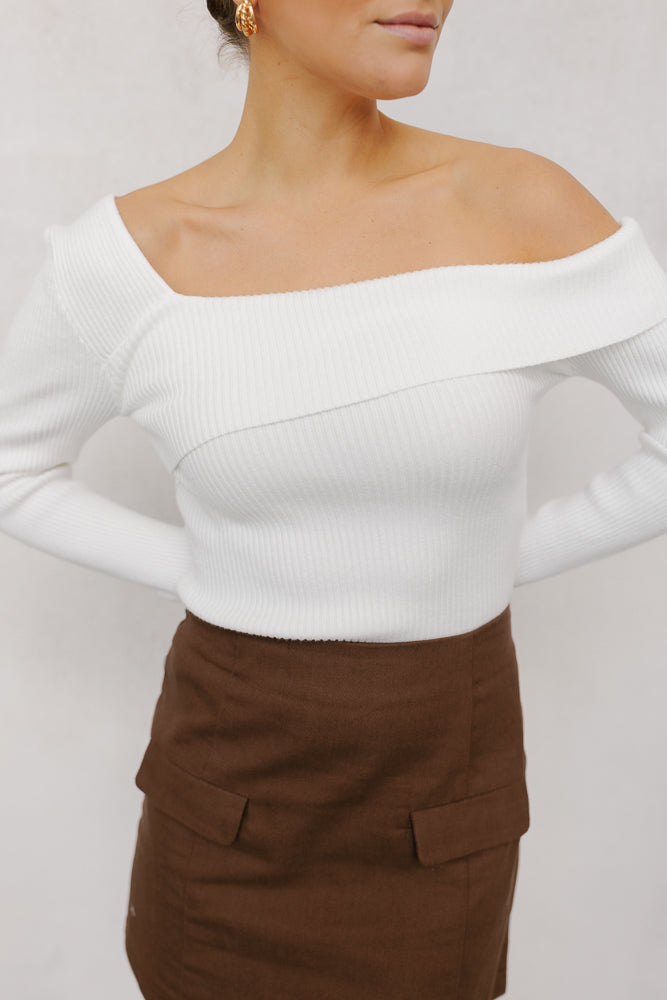 Tarah Knit Top White