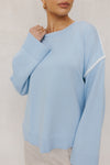 Teddy Jumper -Baby Blue/White