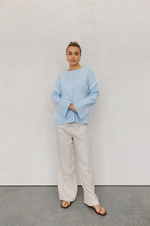 Teddy Jumper -Baby Blue/White