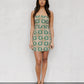 Isola Mini Dress - Khaki Tile Print