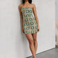 Isola Mini Dress - Khaki Tile Print