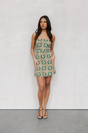 Tiana Dress - Khaki Tile