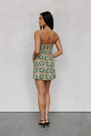 Tiana Dress - Khaki Tile