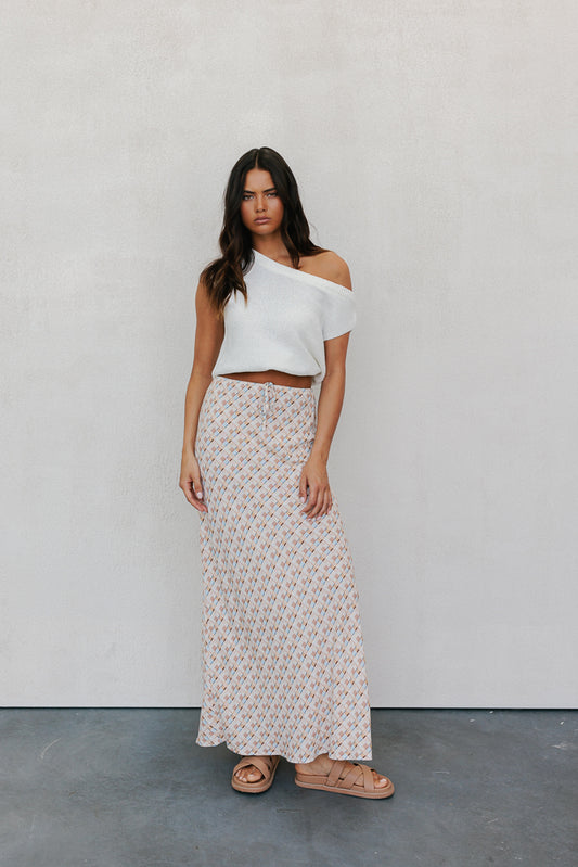 Tulsi Skirt - Beige/Sky Check
