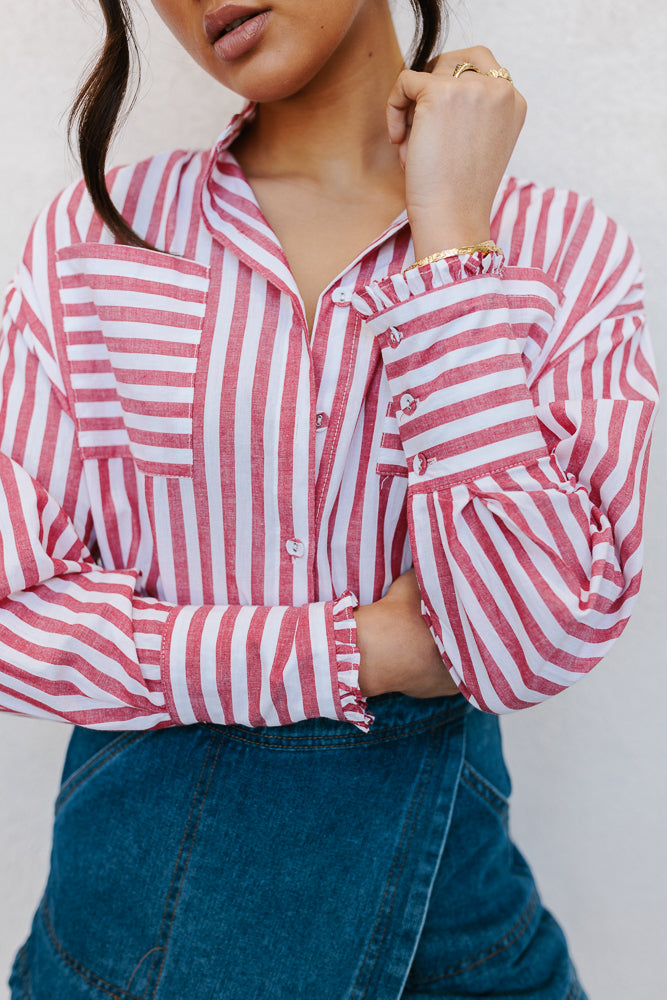 Uccella Shirt - White/Red Stripe