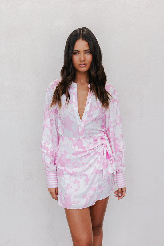 Vigo Mini Skirt - Pink Floral Print