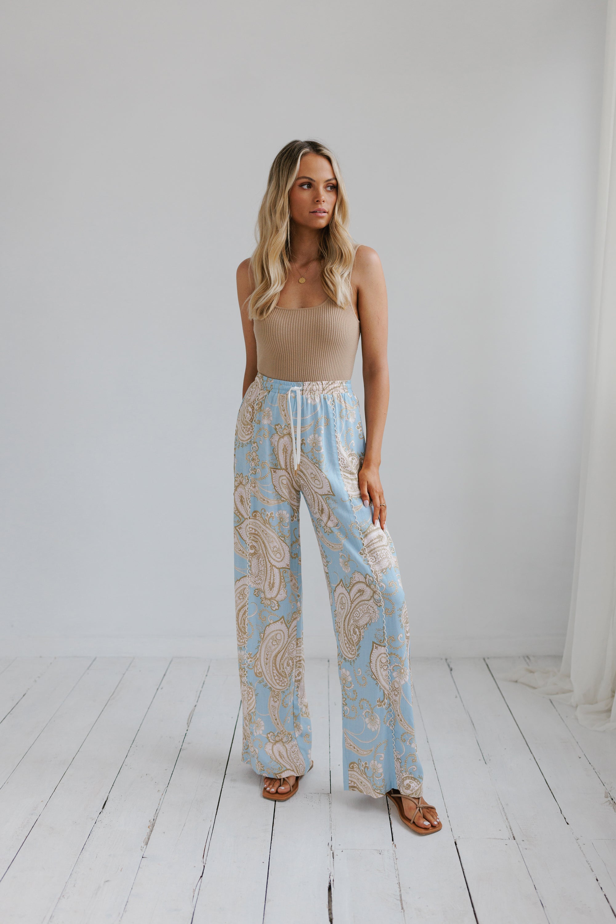 Citta Pants Sky Blue Paisley Print