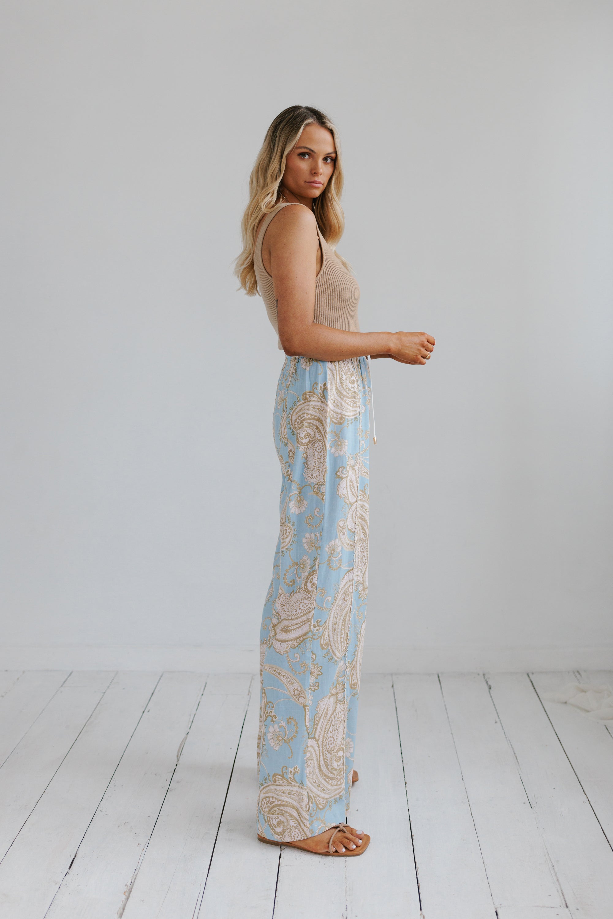 Citta Pants Sky Blue Paisley Print