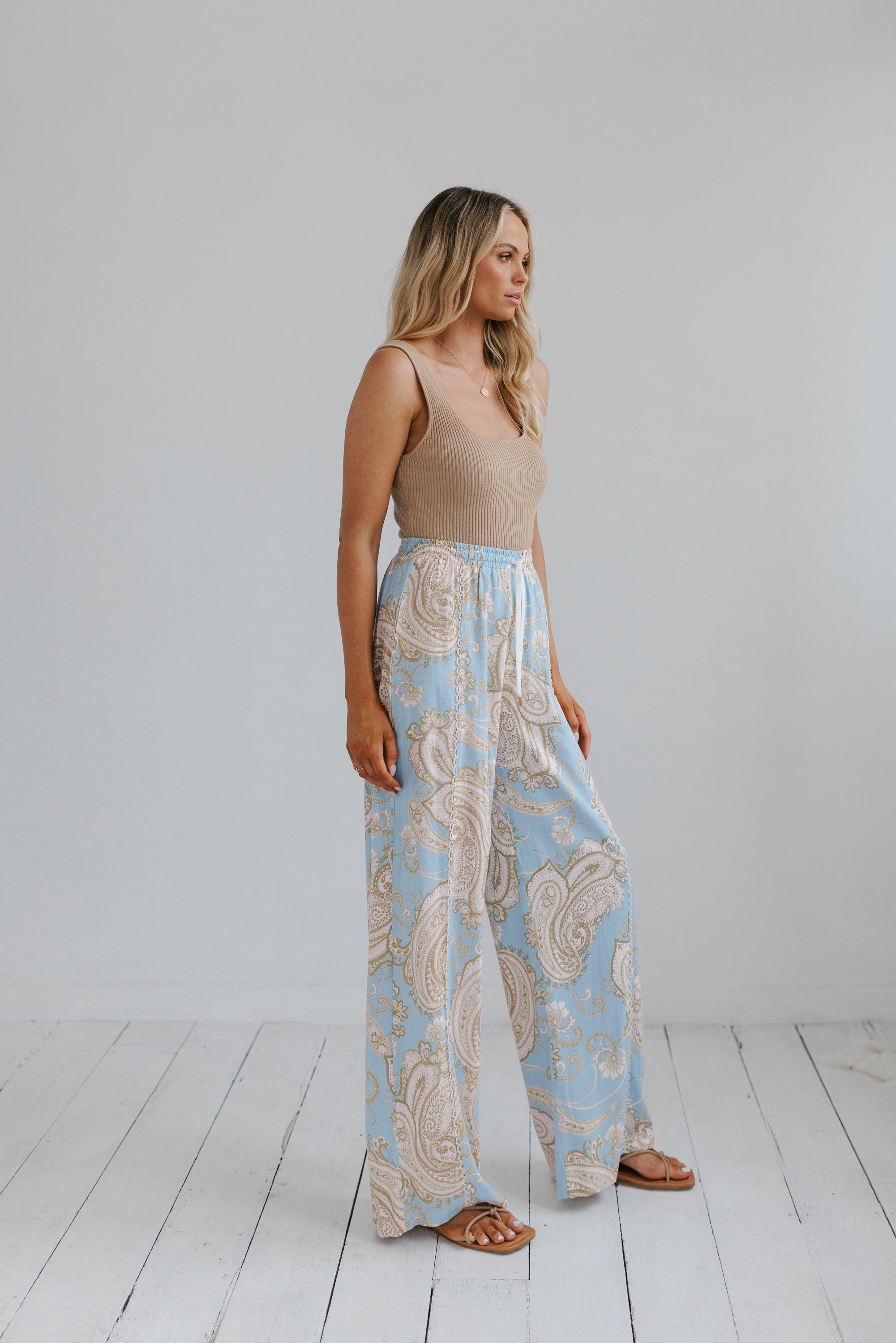 Citta Pants Sky Blue Paisley Print