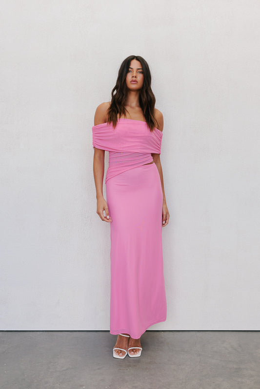 Fiora Maxi Dress - Pink Mesh