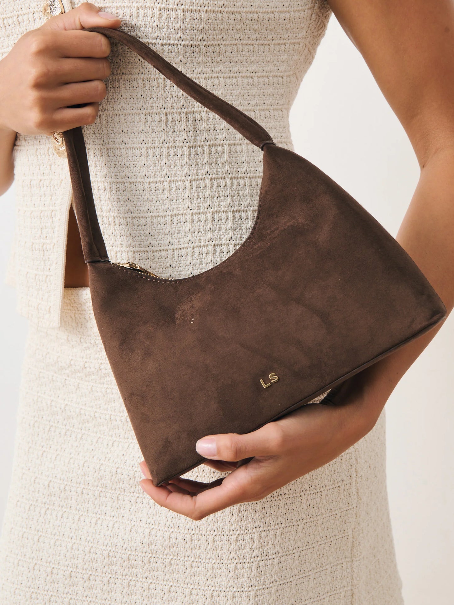Katie Shoulder Bag - Brown Suede