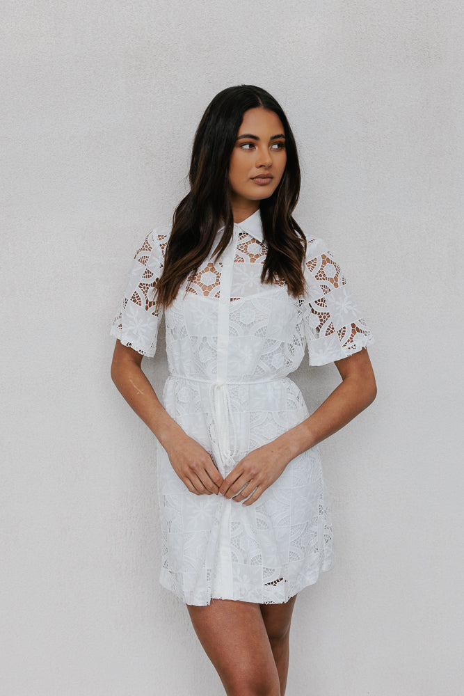 Vicki Dress - White Embroidery