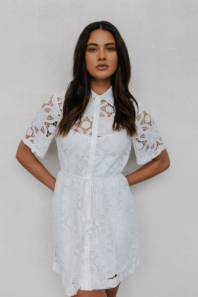 Vicki Dress - White Embroidery