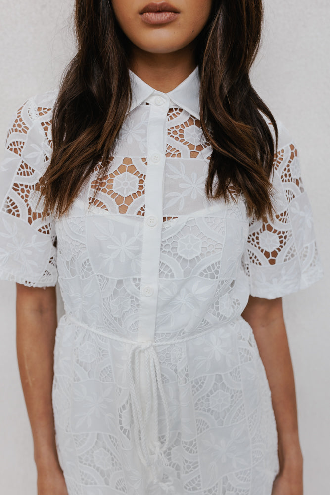 Vicki Dress - White Embroidery