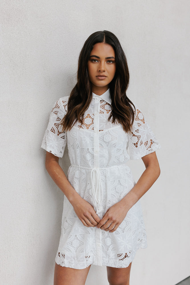 Vicki Dress - White Embroidery