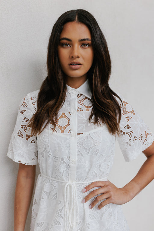 Vicki Dress - White Embroidery