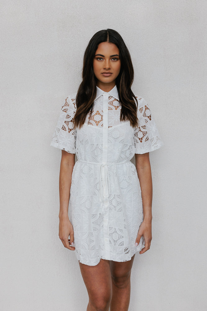 Vicki Dress - White Embroidery