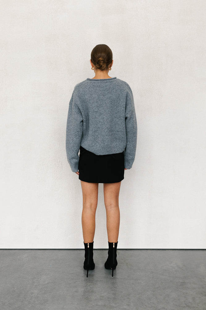Villis Knit Jumper - Charcoal Grey Marle