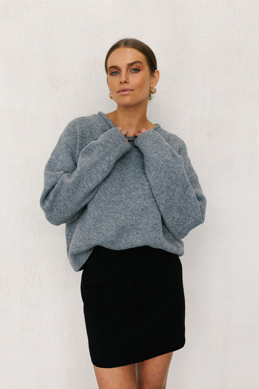 Villis Knit Jumper - Charcoal Grey Marle